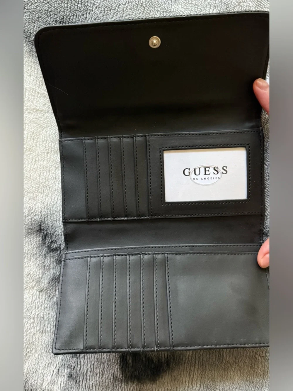 GUESS Black Monogram Zip Continental Wallet with Gold Hardware - Picture 4 of 4